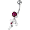 Stunning Sterling Silver Single Stone Dangling Belly Ring - 14g Elegance