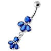 Radiant Jeweled Belly Ring - 316L Surgical Steel & Sterling Silver Charm