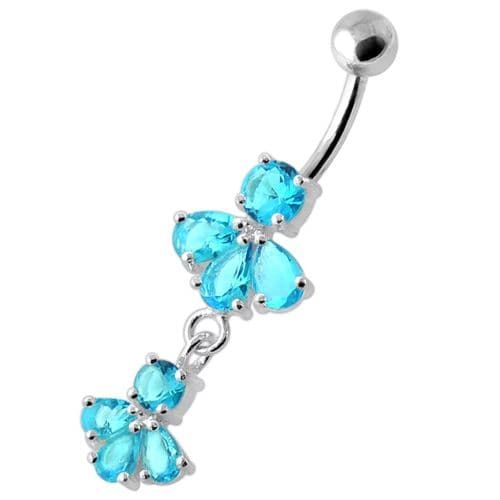 Radiant Jeweled Belly Ring - 316L Surgical Steel & Sterling Silver Charm