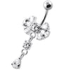 Elegant Floral Jeweled Belly Ring - 925 Silver & Zirconia Charm