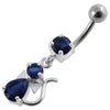 Trendy Jeweled Silver Banana Bar Belly Ring - Dazzle Your Midriff!