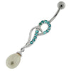 Trendy Jeweled Pearl Belly Ring - Stylish Silver Curved Bar Jewelry