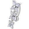 Trendy Reverse Dangling Belly Ring - Elegant Sterling Silver Charm