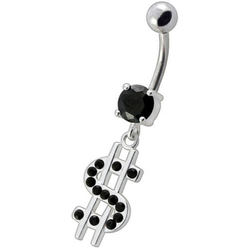 Trendy Jeweled Dollar Sign Belly Ring - Glam Up Your Style!