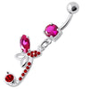 Trendy Sterling Silver Butterfly Belly Ring with Sparkling Zirconia Charm