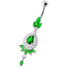 Trendy Sterling Silver & Surgical Steel Belly Ring with Elegant Stone Charm