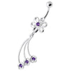 Elegant Jeweled Flower Belly Ring - 925 Silver & Cubic Zirconia Sparkle!