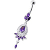 Trendy Sterling Silver & Surgical Steel Belly Ring with Elegant Stone Charm