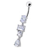 Trendy Curved Belly Ring: Fancy Studded Dangling Body Jewelry for Shoppers!