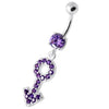 Stylish Silver Gender Male Belly Ring with Sparkling Zirconia Accent