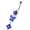 Trendy Multi Flower Jeweled Belly Ring - Dazzle Your Style!