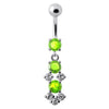 Elegant Jeweled Dangler Belly Ring - Sterling Silver & Premium CZ Gemstones