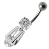 Trendy Silver Jeweled Dangling Belly Ring - Elevate Your Style!