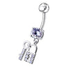 Chic Sterling Silver Lock & Key Belly Ring - Sparkle with Style!