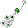 Trendy Sterling Silver Dangling Belly Ring - 316L Surgical Steel