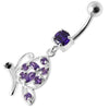 Trendy Silver Jeweled Butterfly Belly Ring - Elegant 14g Design!