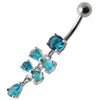 Chic Silver Jeweled Belly Ring - Dazzling Dangling Design for Trendy Shoppers!