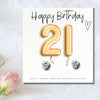 Sparkling 21st Birthday Gold Balloons Gift Hamper: Earrings, Candle & Chocolates!