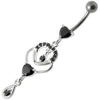 Trendy Jeweled Heart Banana Bar Belly Ring - Stylish Body Jewelry