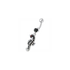 Trendy Jeweled Seahorse Belly Ring - Stylish 14g Surgical Steel & Sterling Silver