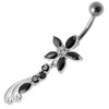 Radiant Sterling Silver Jeweled Flower Belly Ring - Trendy 14g Navel Jewelry