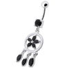 Trendy Sterling Silver Belly Ring - Sparkling Dangling Charm 14g