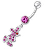 Trendy CZ Silver Belly Ring: Dazzling Dangling Navel Jewelry for Chic Style