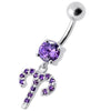 Trendsetting Jeweled Dangling Belly Ring - 316L Steel & Sterling Silver Charm