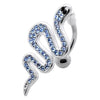 Trendy Multi Jeweled Snake Belly Ring - Dazzling 925 Sterling Silver Charm