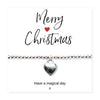 Charming Silver Heart Bracelet with Merry Christmas Card - Perfect Gift!