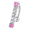 Trendy Jeweled Reverse Belly Ring - Stylish 14g Surgical Steel & Silver Charm