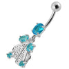 Trendy Silver Dangling Belly Ring - Stylish 14g Surgical Steel & Sterling Charm