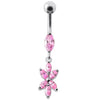 Trendy Sterling Silver Flower Belly Ring - Elegant Body Jewelry!