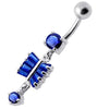 Trendy Sterling Silver Banana Belly Ring - Dazzling 316L Steel Charms!