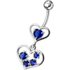 Trendy Jeweled Heart Belly Ring - Stylish 14g Sterling Silver & Steel Design