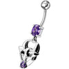 Trendy Jeweled Gothic Skull Belly Ring - Stylish 14g Silver Dangle Jewelry