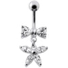 Elegant Jeweled Butterfly Belly Ring - Surgical Steel & Sterling Silver Charm