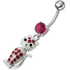 Trendy Jeweled Cat Belly Ring - Dazzling Sterling Silver Charm!