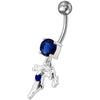 Stunning Sterling Silver Single Stone Dangling Belly Ring - 14g Elegance