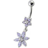 Chic Floral Dangle Belly Ring - 316L Steel & Sterling Silver Elegance!