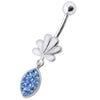 Elegant Jeweled Leaf Belly Ring - Dazzling Surgical Steel & Sterling Silver!