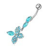 Elegant Jeweled Silver Belly Ring - Trendy 316L Surgical Steel Design