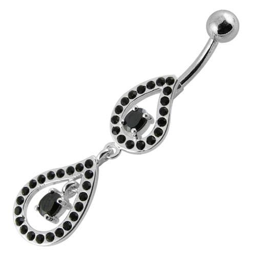 Trendy Pear-Shaped Jeweled Belly Ring - Stylish 14g Surgical Steel!