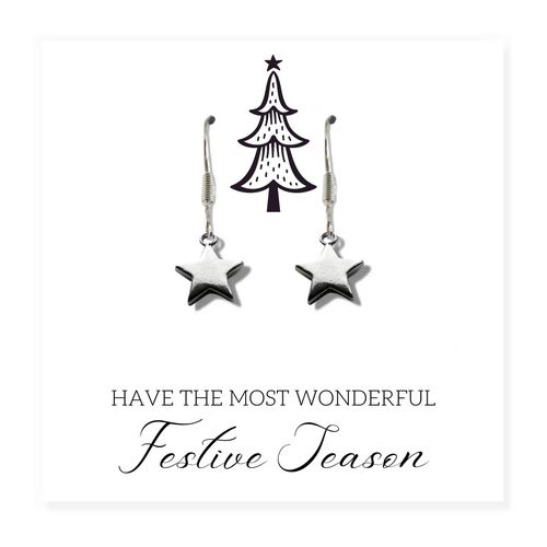 Enchanting Silver Star Earrings: Perfect Gift for a Magical Christmas!