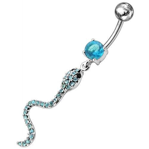 Trendy Jeweled Snake Belly Ring - Stunning Sterling Silver Charm!