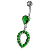 Trendy Green CZ Silver Belly Ring - Dazzling 14g Navel Gem Jewelry