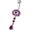 Elegant Vintage Indian Jeweled Silver Belly Ring - Surgical Steel Charm