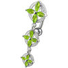 Trendy Jeweled Reverse Belly Ring - Surgical Steel & Sterling Silver Charm