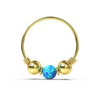 Enchanting Opal Leaf Hoop Nose Ring in 14ct Yellow Gold - Trendsetting Elegance!