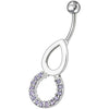 Elegant Pear Jeweled Round Dangling Belly Ring - Sparkle with Style!